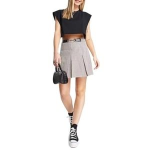 ASOS Urban Revivo Plaid Print Pleated Belted Mini Skirt Size XXL 12